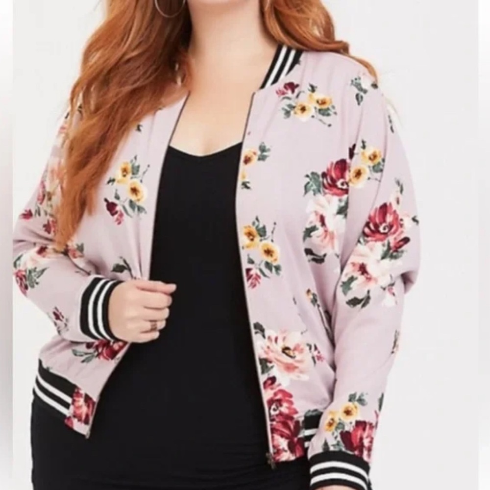 Torrid Floral Print Bomber Jacket